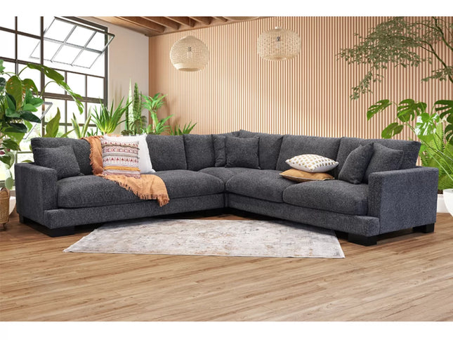 Lewis Corner Lounge - Milan 455 Charcoal