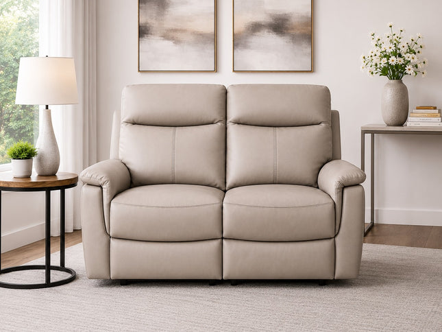 Lexi 2 Seater Manual Recliner - Mocha (Leather)