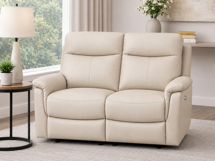 Lexi Leather 2 Seater Electric Recliner - Beige