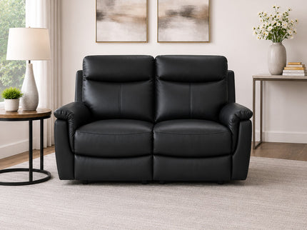 Lexi Leather 2 Seater Manual Recliner - Black