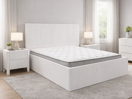 Lisbon Queen Bed w/ Gas Lift - White
