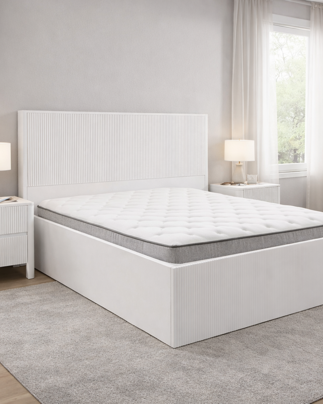 Lisbon Queen Bed w/ Gas Lift - White