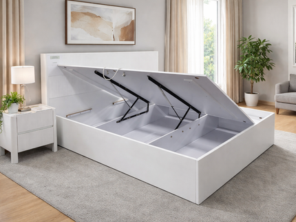 Lisbon Queen Bed w/ Gas Lift - White