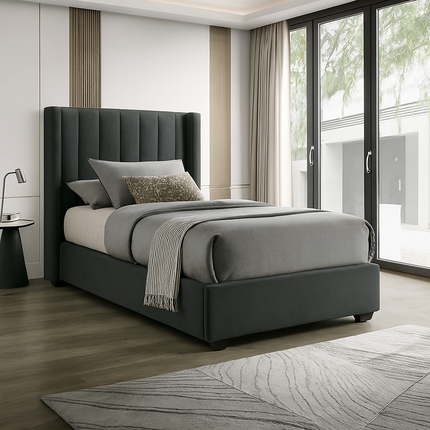 Luna King Single Bed - Grey