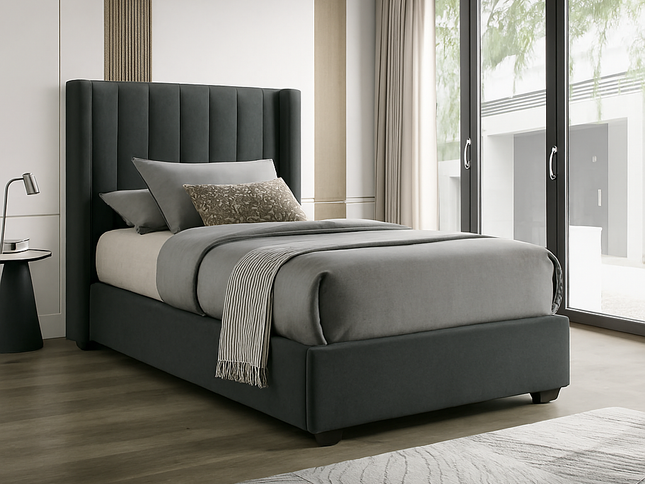 Luna King Single Bed - Grey