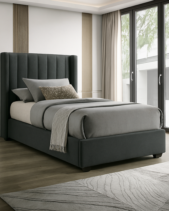 Luna King Single Bed - Grey