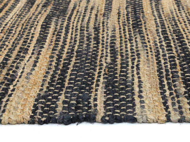 Malmo Grey Stipe Natural Jute Rug