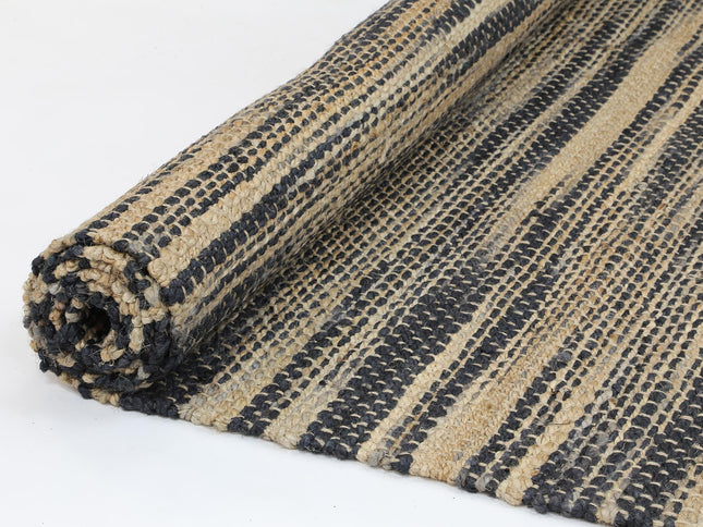 Malmo Grey Stipe Natural Jute Rug