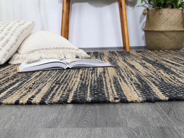 Malmo Grey Stipe Natural Jute Rug