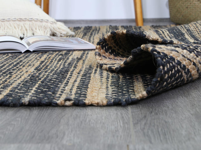 Malmo Grey Stipe Natural Jute Rug