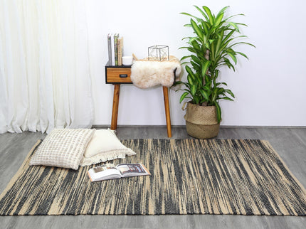Malmo Grey Stipe Natural Jute Rug