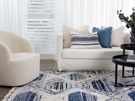 Mansour Diamond Blue Geometric Rug