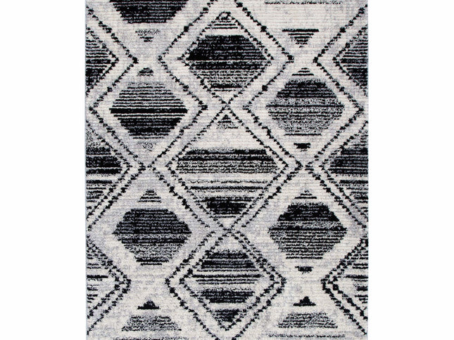 Mansour Diamond Black & White Geometric Rug