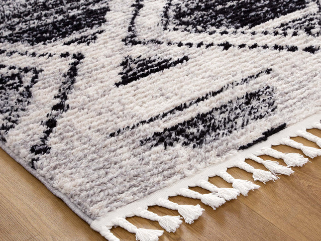 Mansour Diamond Black & White Geometric Rug
