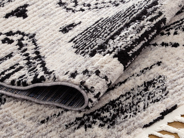 Mansour Diamond Black & White Geometric Rug