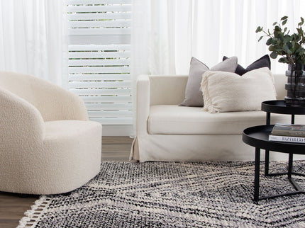 Mansour Harlequin Black & White Geometric Rug