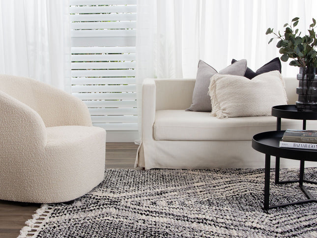 Mansour Harlequin Black & White Geometric Rug