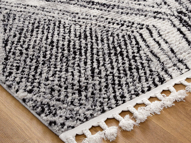 Mansour Harlequin Black & White Geometric Rug