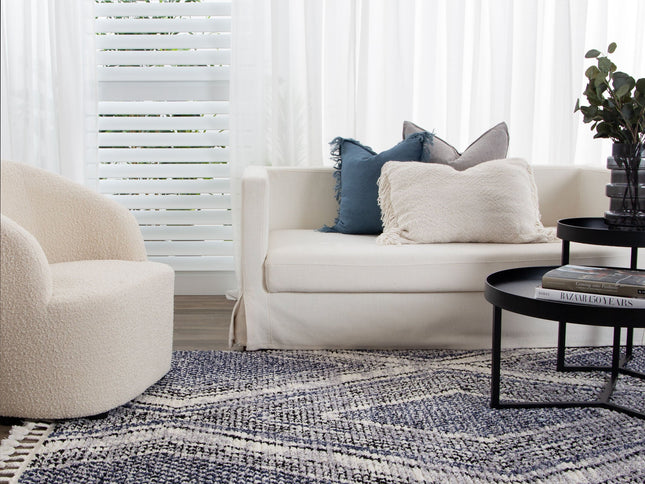 Mansour Harlequin Blue Geomteric Rug