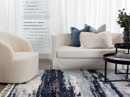 Mansour Horizon Blue Abstract Rug