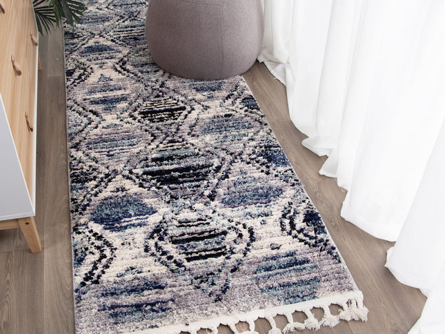 Mansour Diamond Blue Geometric Rug