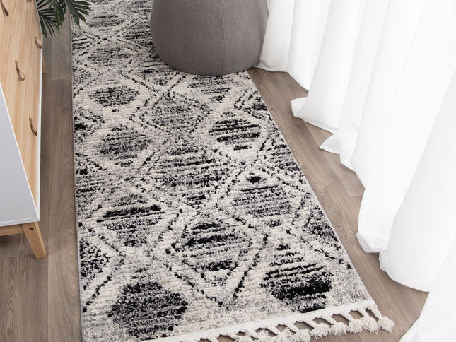 Mansour Diamond Black & White Geometric Rug