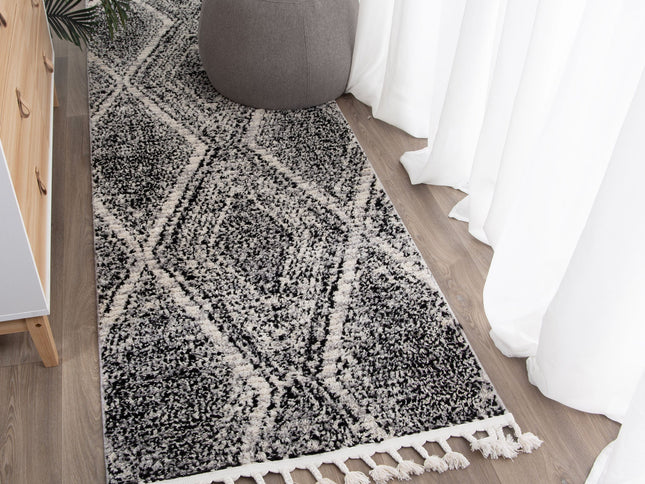 Mansour Harlequin Black & White Geometric Rug