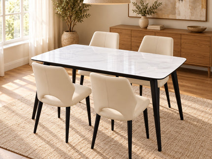 Monaco 5Pce Dining Set W/ Ivory Monaco Chairs- 1.4M