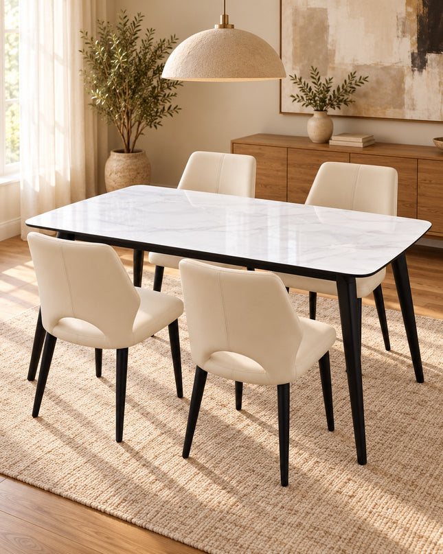 Monaco 5Pce Dining Set W/ Ivory Monaco Chairs- 1.4M