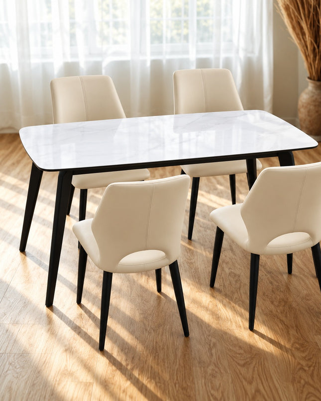 Monaco 5Pce Dining Set W/ Ivory Monaco Chairs- 1.4M