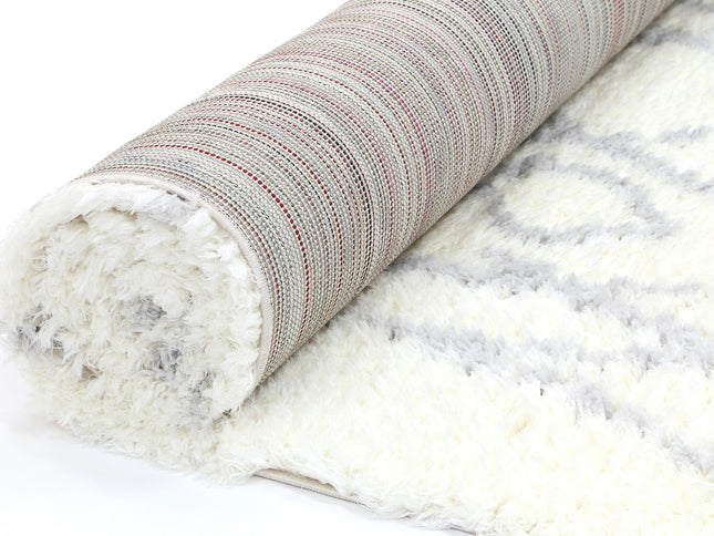 Moroccan Cream and Silver Fes Rug