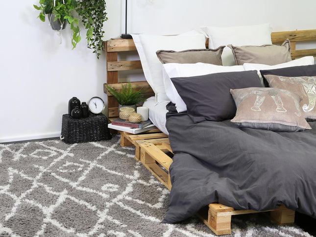 Moroccan Grey and Silver Fes Rug