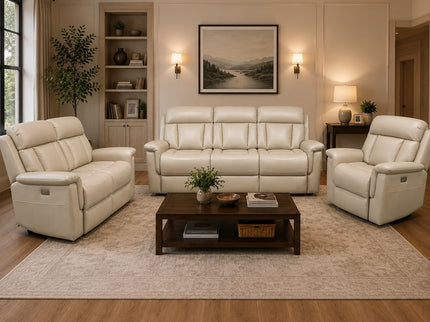 Montana 3+2+1 Electric Recliner Suite - Rice Paper (Leather)