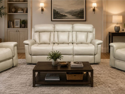 Montana 3+2+1 Electric Recliner Suite - Rice Paper (Leather)