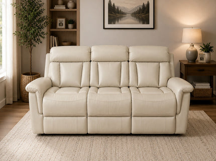 Montana 3+2+1 Electric Recliner Suite - Rice Paper (Leather)
