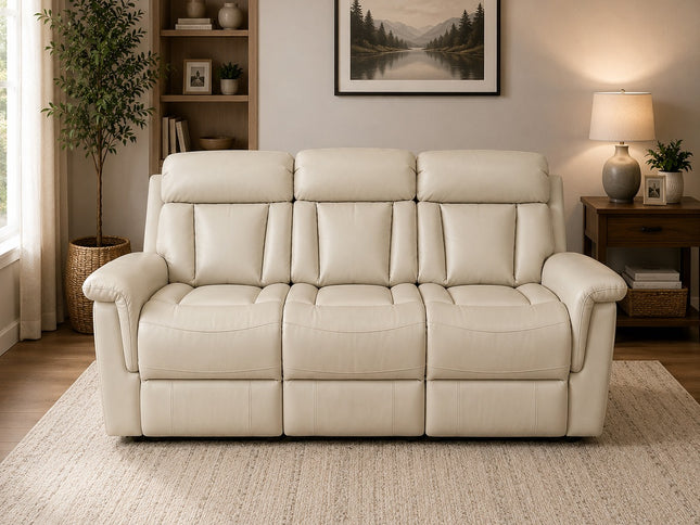 Montana 3+2+1 Electric Recliner Suite - Rice Paper (Leather)