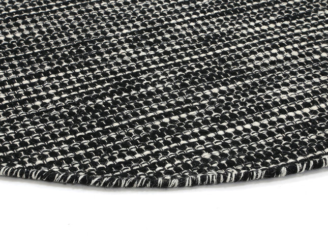 Nordic Black & White Reversible Wool Round Rug