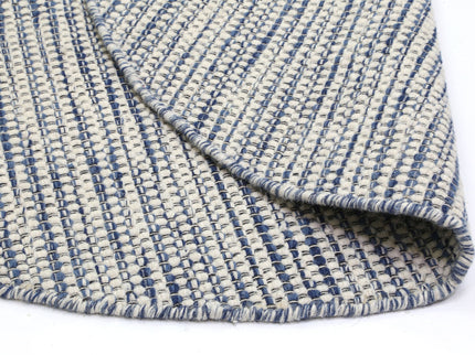 Nordic Blue Reversible Wool Round Rug