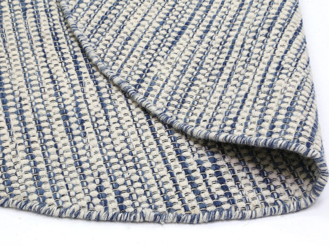 Nordic Blue Reversible Wool Round Rug
