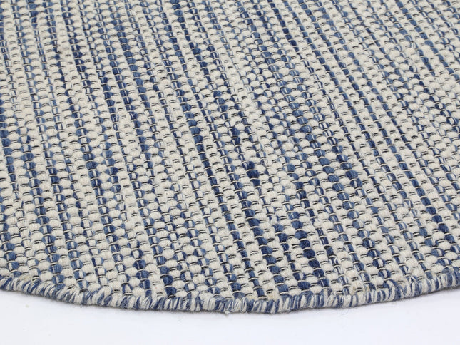 Nordic Blue Reversible Wool Round Rug