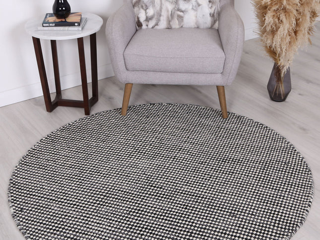 Nordic Charcoal Reversible Wool Round Rug