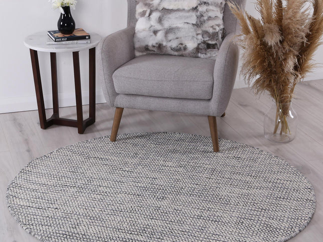 Nordic Grey Reversible Wool Round Rug