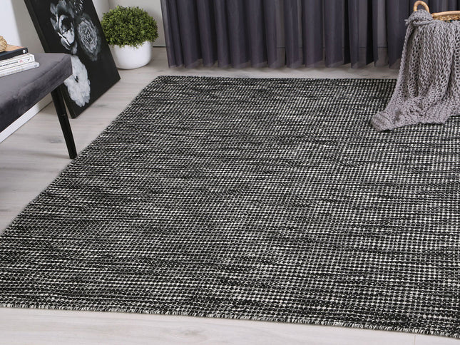 Nordic Black & White Reversible Wool Rug