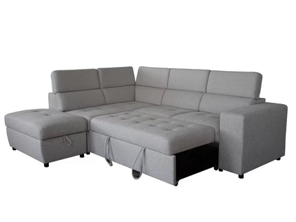 New Sutton Left Chaise Sofa Bed - Light Grey