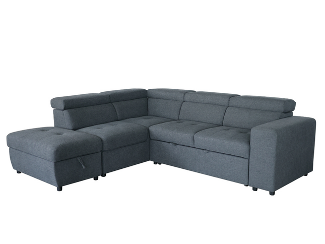 New Sutton Left Chaise Sofa Bed - Dark Grey