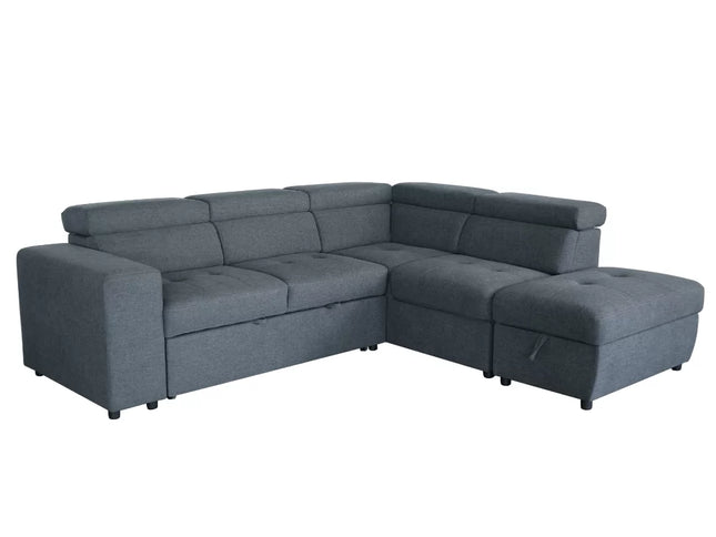 New Sutton Right Chaise Sofa Bed- Dark Grey