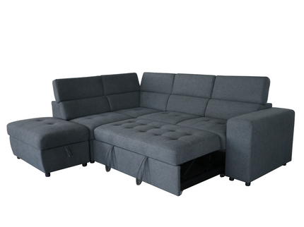 New Sutton Left Chaise Sofa Bed - Dark Grey