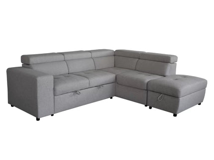 New Sutton Right Chaise Sofa Bed - Light Grey