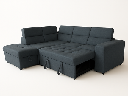 New Sutton Left Chaise Sofa Bed - Dark Grey