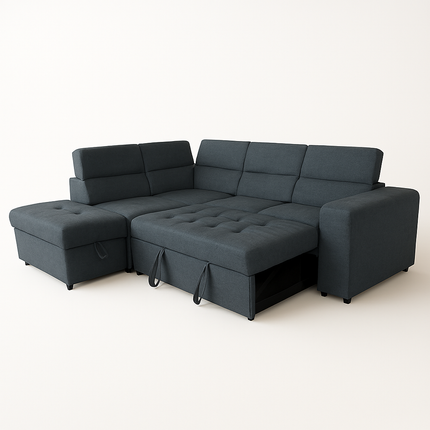 New Sutton Left Chaise Sofa Bed - Dark Grey